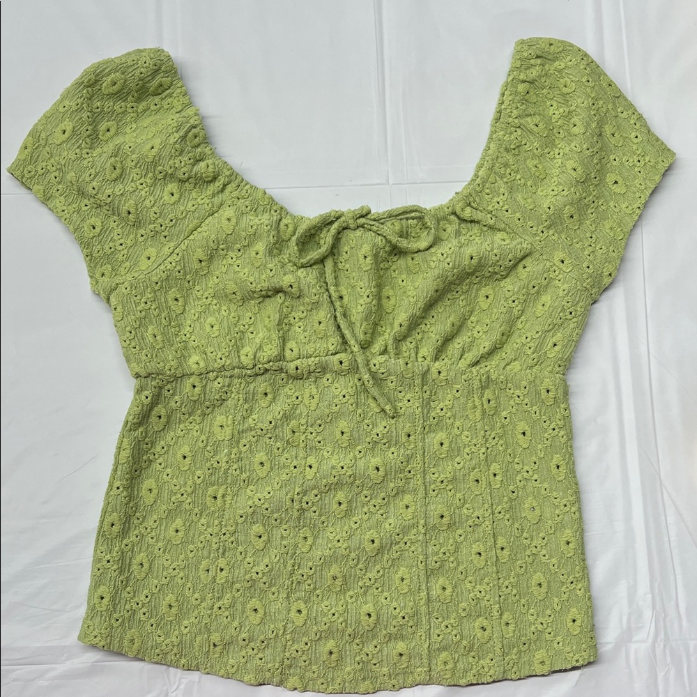 SO - Green Eyelet Women Top - XS